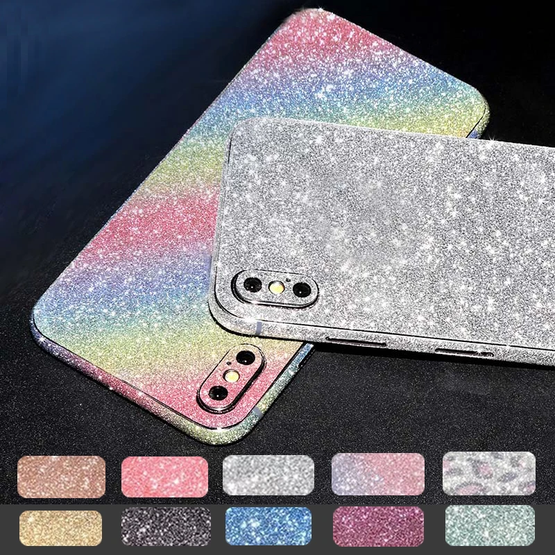 

Bling Skin Sticker Twinkling Colorful Protective Film Full Body Glitter Bling Phone Stickers For iPhone X XS XS Max