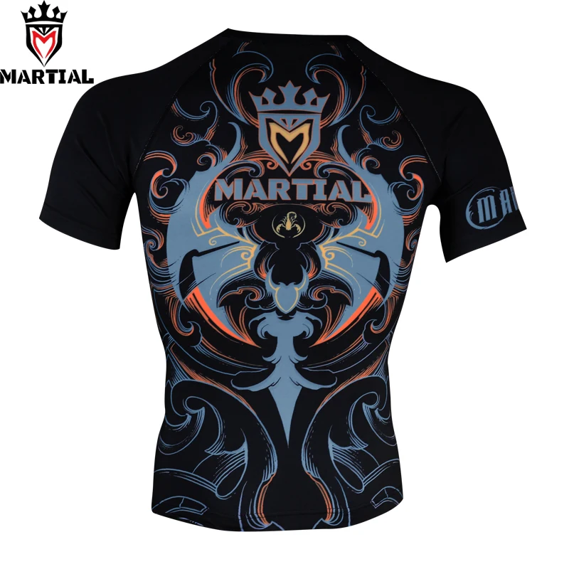 Боевые для малышей с принтом «Скорпион» печатных футболки Dri Fit для мужчин Спорт на открытом воздухе, для Бразильское джиу джицу, школа рубашка бокс фитнес одежда спортивный трикотаж