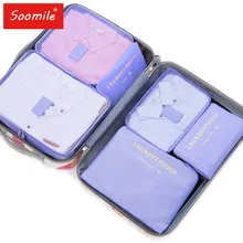 Soomile new Travel Bag Oxford Packing Cube Bag System Durable 6 Pieces One Set Large Capacity Of Unisex Clothing Sorting Organiz