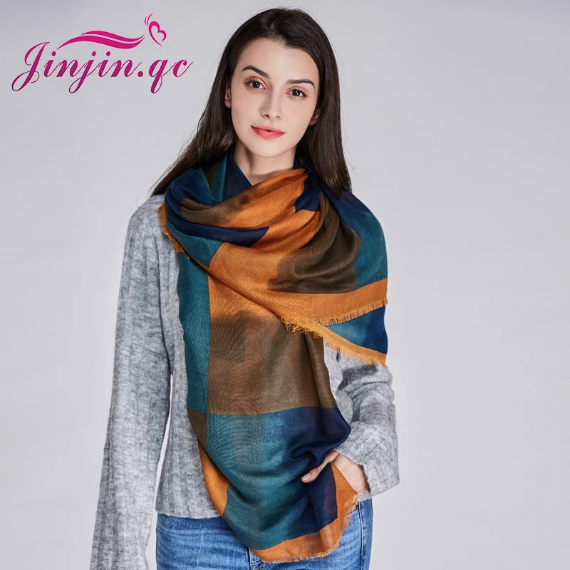 Jinjin.QC2019  Brand Women scarf scarves and shawls plaid echarpe foulard Female winter bandana jersey hijab drop shipping