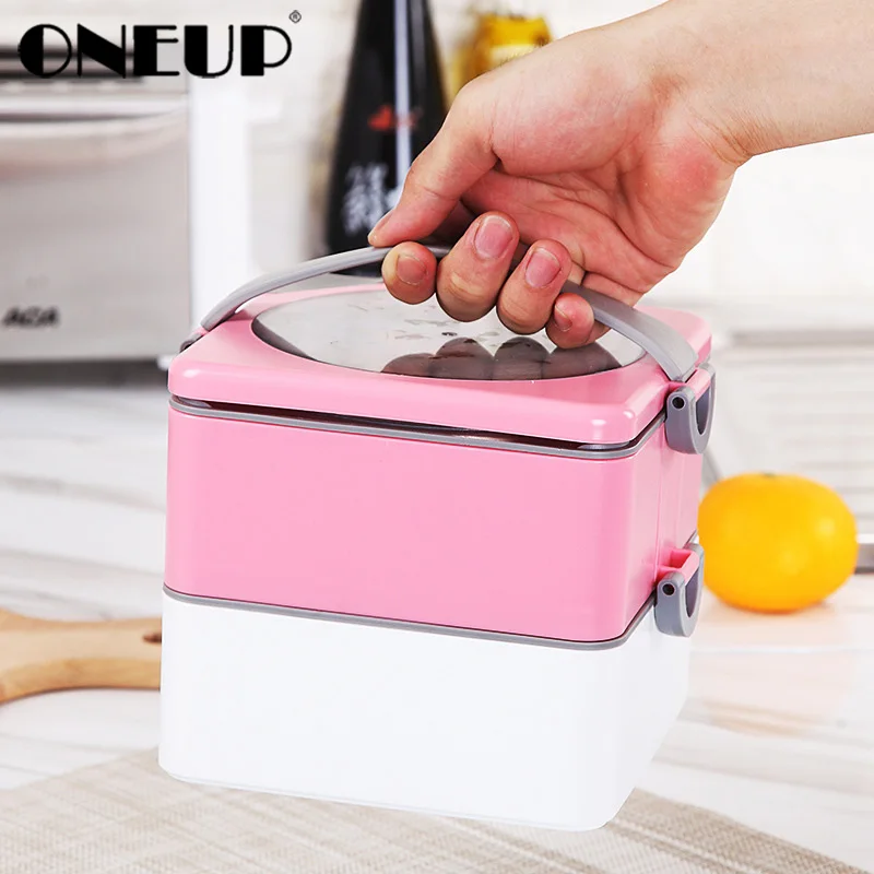 

ONEUP 1/2 Layer Compact Size Lunch Box Thermal For Food Bento Box Stainless Steel Lunchbox Water Injection Heat Preservation Box