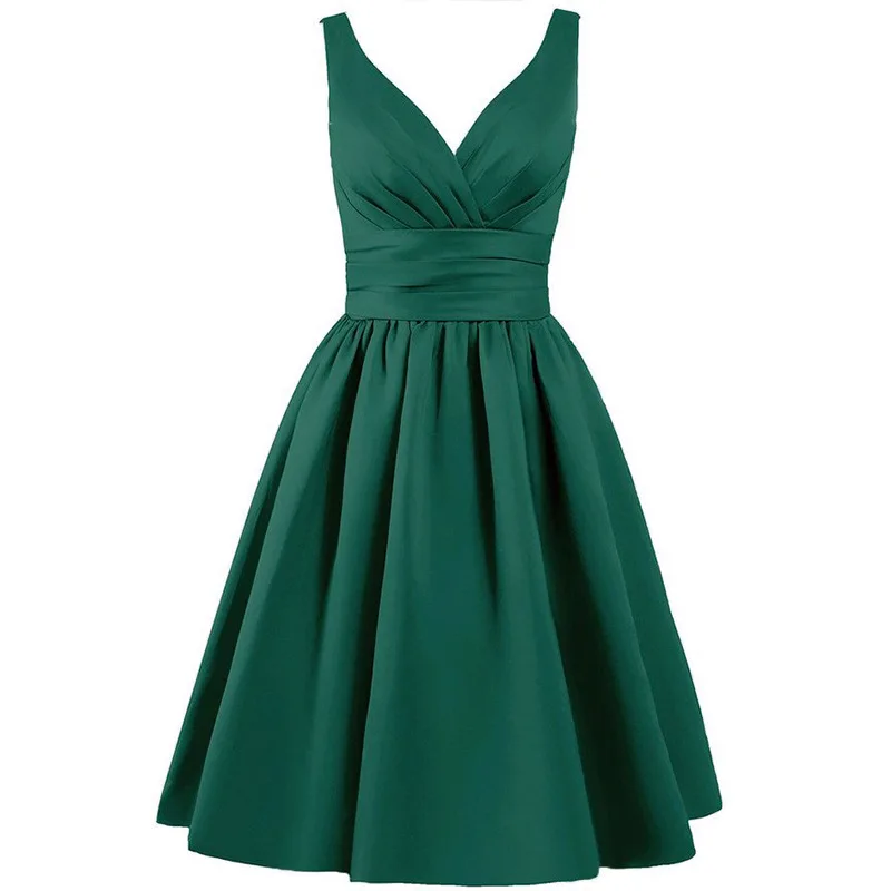 Walk Beside You зеленые платья подружки невесты фиолетовые короткие трапециевидные с v-образным вырезом атласное элегантное платье Robe demoiseur D'honneur Pour Femme - Цвет: Зеленый