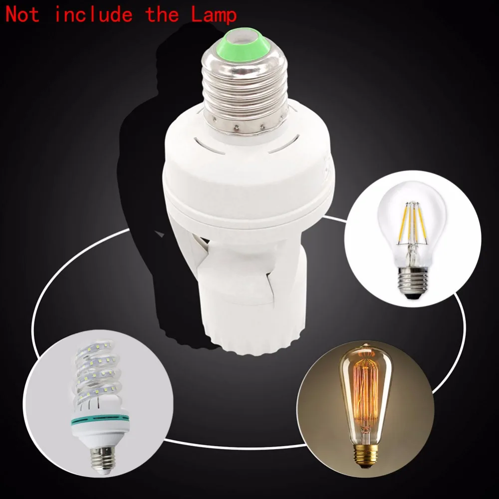 220V E27 LED PBT Screw Light Bulb Holder LED PIR Infrared Motion Sensor Lamp With Switch Socket Identify LED Lamps Infrared Lamp