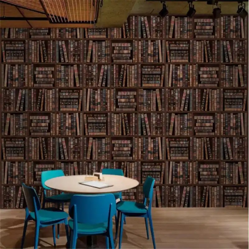 Mural De Pared Papel Tapiz Retro Continental Libros Fondo Fondos
