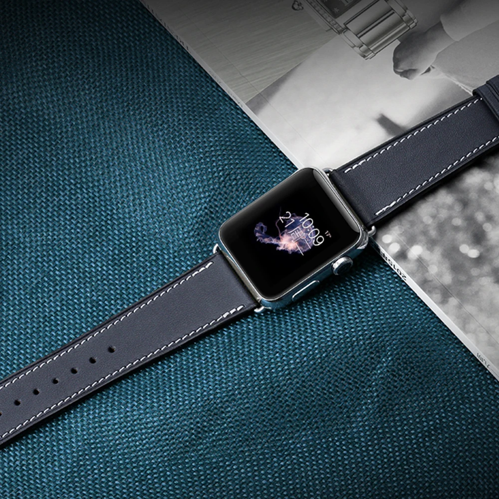 IStrap синие Высококачественные наручные часы на кожаном ремешке для iWatch 38 мм 42 мм/40