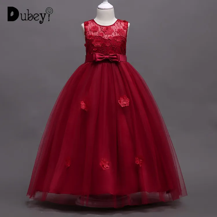 

5 To 14 Years Flower Girls Pageant Princess Dress Elegant Long Party Dress for Wedding Birthday Evening Prom Tunic