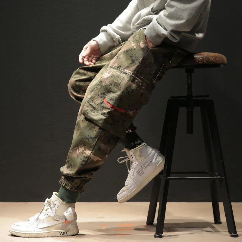 FUGOISM мужские свободные брюки карго Streetwear уличная Длина по щиколотку камуфляж хип