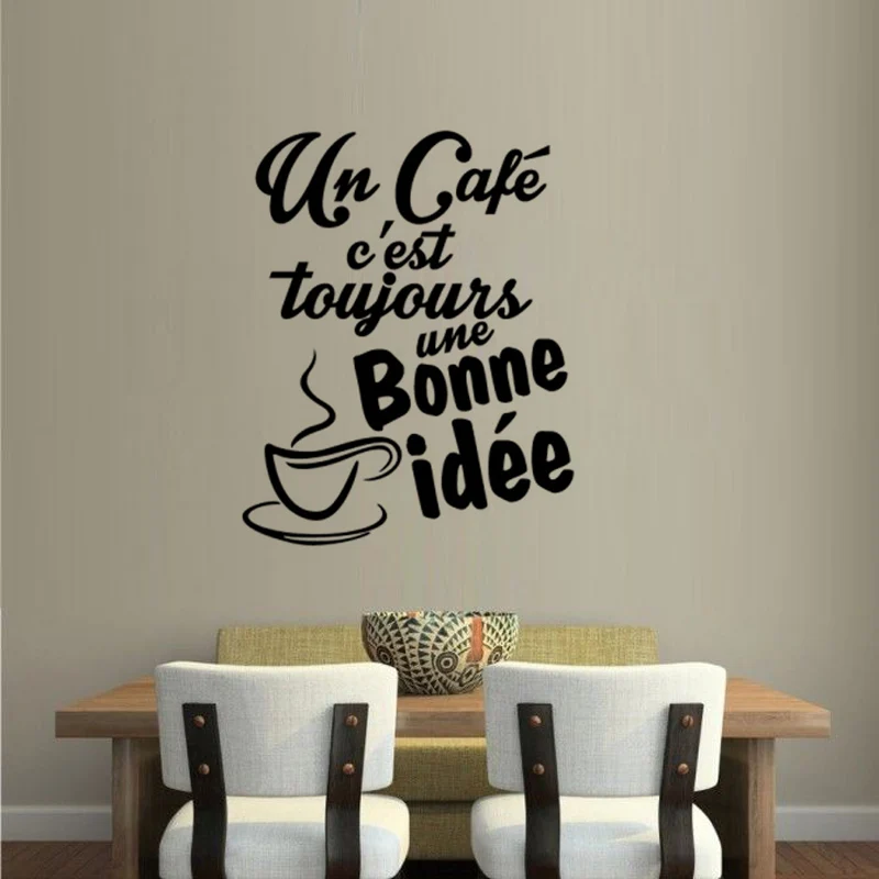 Cafe and a good idea Art Sticker Restaurant Kitchen Removable Vinyl Wall Stickers DIY Home Decor Waterproof Wallpaper JG1597