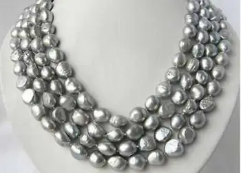 

AA 4Strands 18'' 8-9mm Gray Baroque Freshwater Pearl Necklace