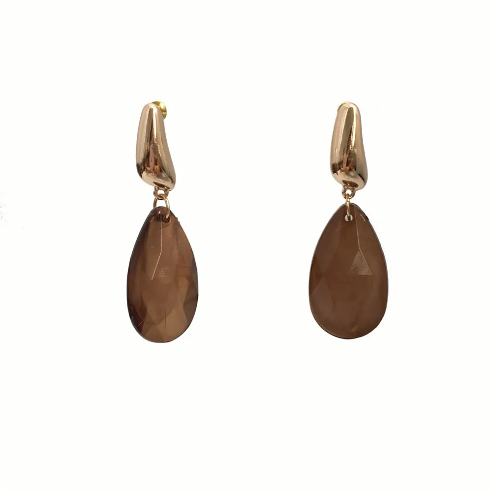 

OFFICE LADY EARRING GOLD RHODIUM COLOR PLATING WATER DROP EARRING