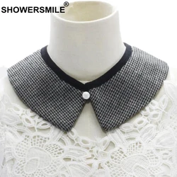 SHOWERSMILE Fake Collar For Women Spring Black Plaid Detachable Collar Female British Style Brand Vintage False Collar Removable SHOWERSMILE Fake Collar For Women Spring Black Plaid Detachable Collar Female British Style Brand Vintage False Collar Removable