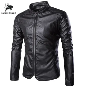 

2020 Men's Popular Handsome Artificial Leather Jacket Punk Style New Red Leather Jackets Zipper Men Chupas Jaqueta De Couro 5xl