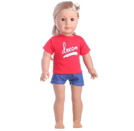 American-Girl-Doll-Clothes-shirt-and-short-pants-sets-for-45-cm-reborn-baby-doll-Clothes