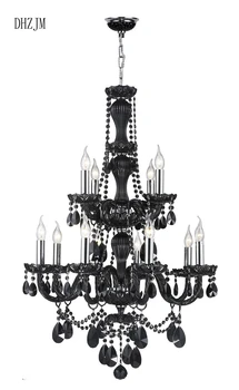 

Modern Crystal Chandelier Lighting Luxury Black Glass Chandeliers Lamp Hanging Light Lustres Black Bohemian Chandelier 12 Arm