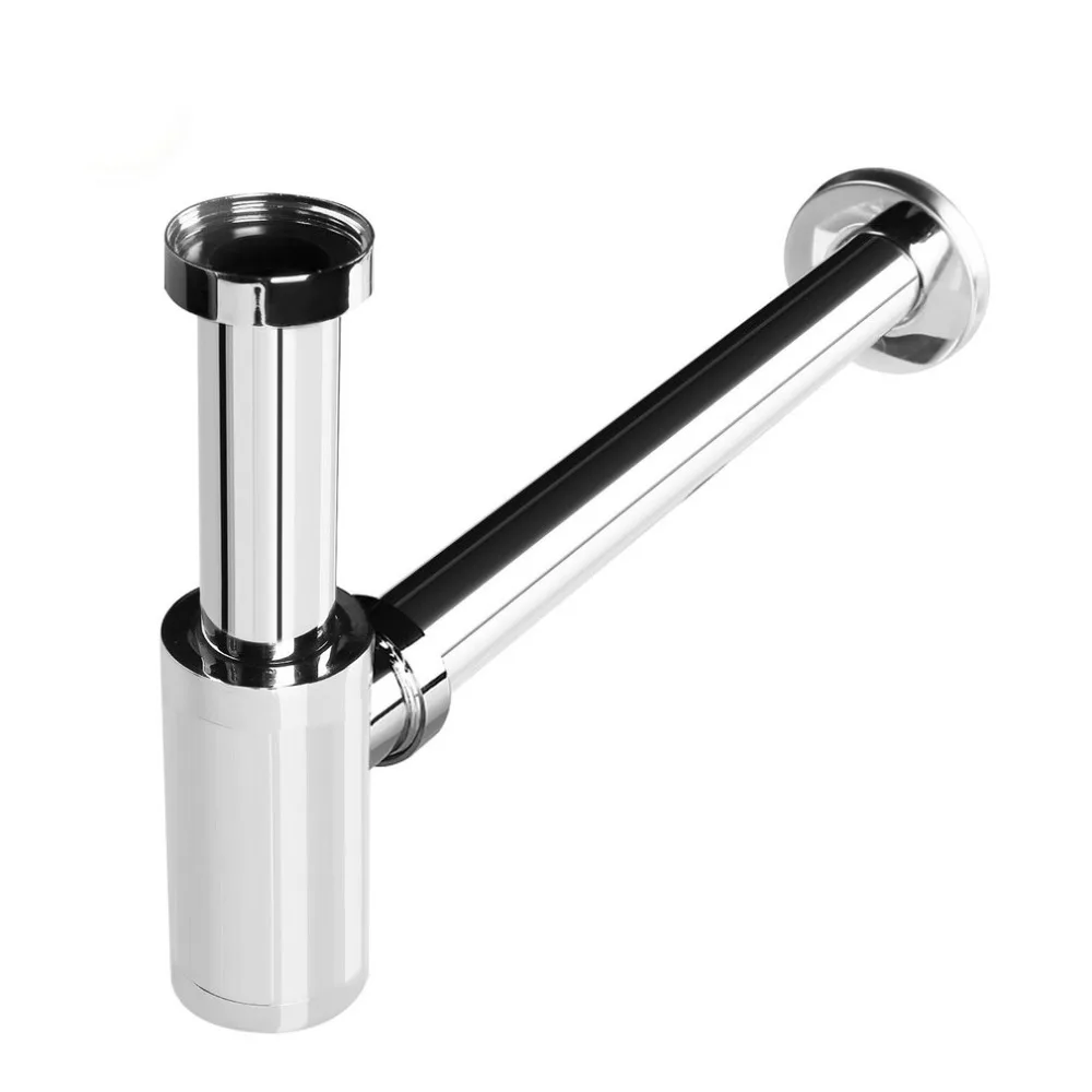 Chrome Polished Siphon Faucet Basin Mixer Metal Drain Valve Pop Up Siphon With Pop Up Drain For Bathroom Washroom