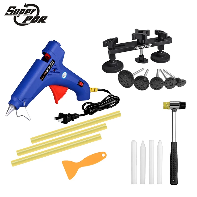 

PDR Tools kit Paintless Dent repair tools pulling bridge glue gun 15pcs Dent Removal hand tools set auto body repair tools