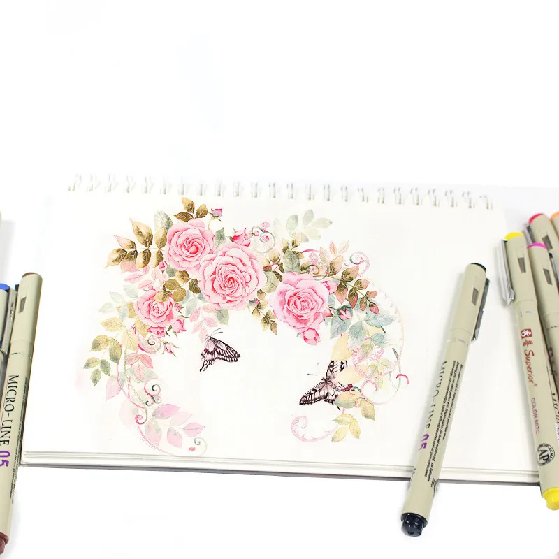12 цветов, эскизная ручка, 0,5 мм, улучшенная игла, ручка для рисования, тонкий лайнер, Pigma, рисунок манга, аниме, хороший цвет, микрон, ручка, художественный маркер
