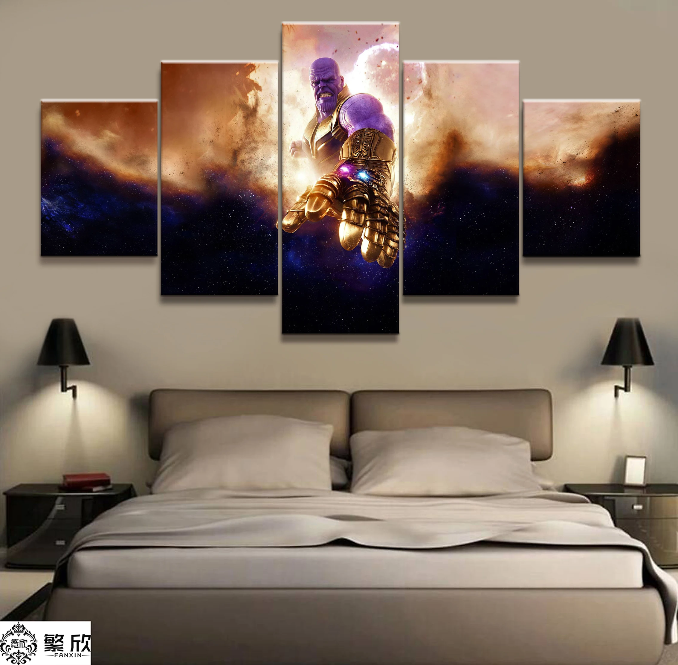 

Hot Sales Without Frame 5 Panels Picture Marvel Thanos Film Canvas Print Painting Artwork Wall Art Canvas Painting Wholesale
