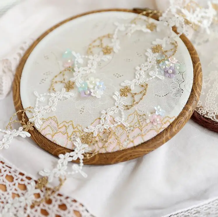 

1 Yard Expensive Drop Pattern Lace Fabrics Gold Venise Lace Trim Wedding DIY Crafted Sewing Accessories 3cm Width