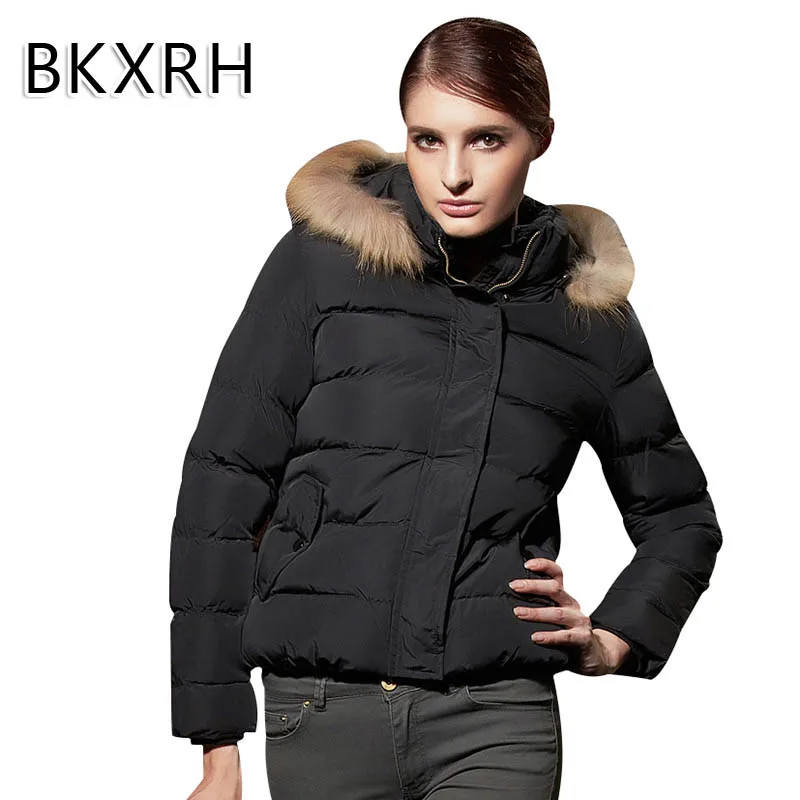 BKXRH Solid Black 2017 Spring Autumn Warm Winter Jacket Women New