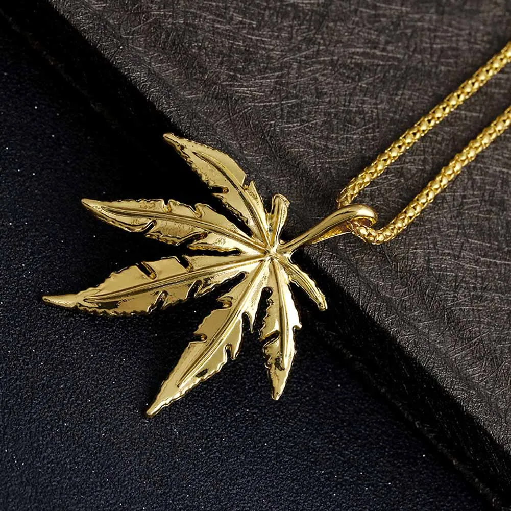 

Men's Hip-Hop Necklace Leaf Male Pendant