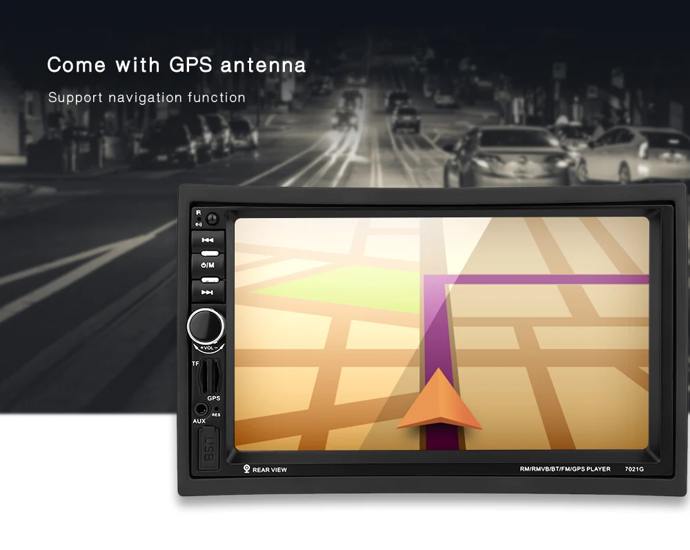 7 inch Car MP5 Player GPS Navigation 2 Din Bluetooth Multimedia FM Auto Radio With Rear View Camera Remote Control European Map