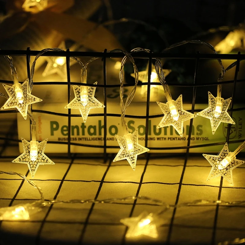 

1.5m 10 LED Star Shaped String Lights Battery Powered Fairy For Party Christmas Wedding Festivals #20/18L