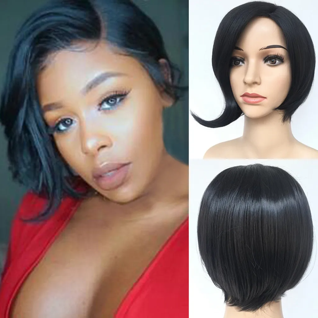 

Rush Sale! Women Lady Fashion Synthetic Short Straight BOB Black Color Women's Wigs Natural Hair Wigs Peluca Gift Dropshipping