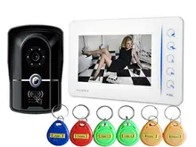 7 Pulgadas de Seguridad Para el Hogar Videoportero Inteligente Con La Tarjeta De Acceso RFID Teclado Cámara Al Aire Libre Con Función 4CH-Monitor