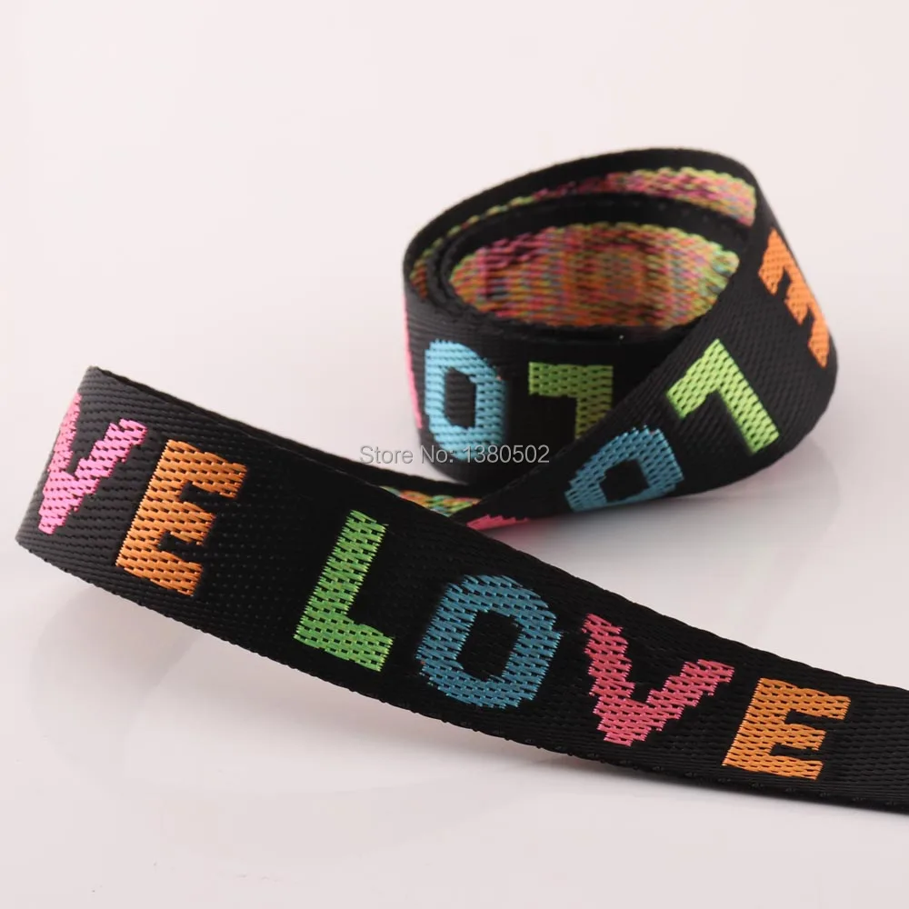 

5 Yards 25mm width colorful Nylon Webbing LOVE Pattern Canvas Cotton for Belt DIY Bag Strap Garment Decor Accessories