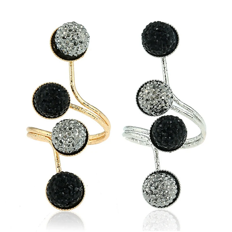

Spherical Simple Resin Alloy Beanie Joint Open Ring Crystal Finger Ring Female Punk Declaration Jewelry