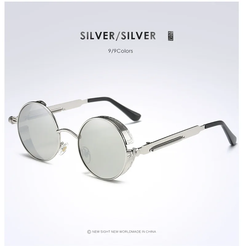 Золотые металлические круглые очки с полароидным стеклом мужские готические солнцезащитные очки в стиле стимпанк женские модные солнцезащитные очки в стиле ретро винтажные очки Polaroid - Цвет линз: Silver Silver
