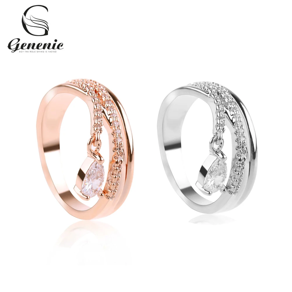 

Crystal AAA Cubic Zircon Ring Multi-layer Sliver Plated Cross Rings Wedding Fashion Jewelry Femme Rose Gold Band Ring Wholesale