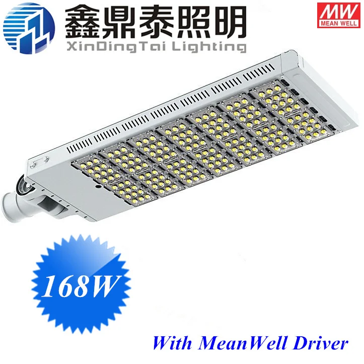 Nieuwe Design168W AC85-265V 168 leds outdoor road straat verlichting lamp bridgelux chip Led-straatverlichting streetlight met MW driver