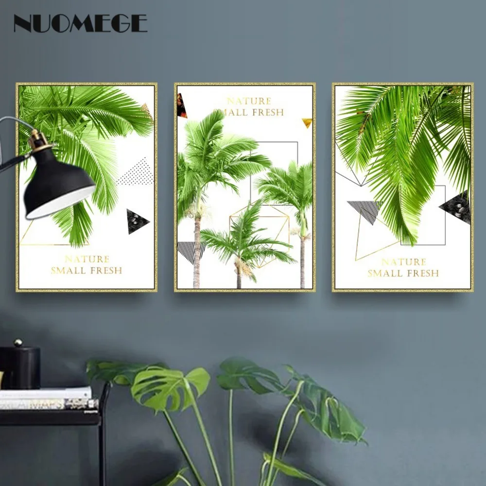 

NUOMEGE Nordic Style Green Plant Coconut Poster Minimalist Wall Art Scenery Canvas Pictures Paintings For Living Room Decoration