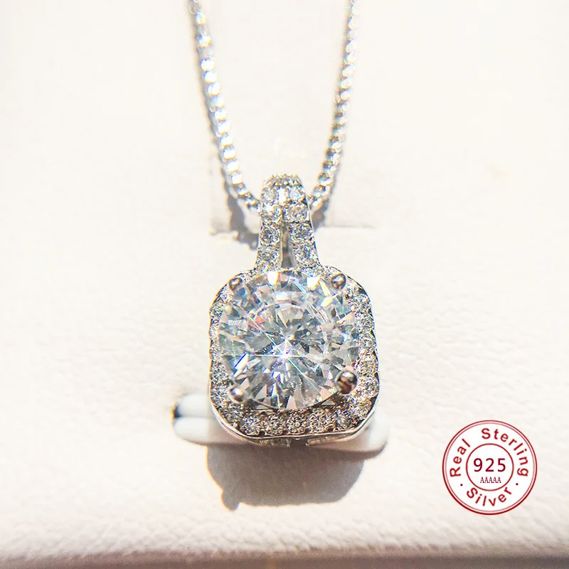 

2018 Big Cz Crystal Stone Choker Necklaces Soild 925 Sterling Silver Necklace Pendants Collier Necklace Femme Short Chain