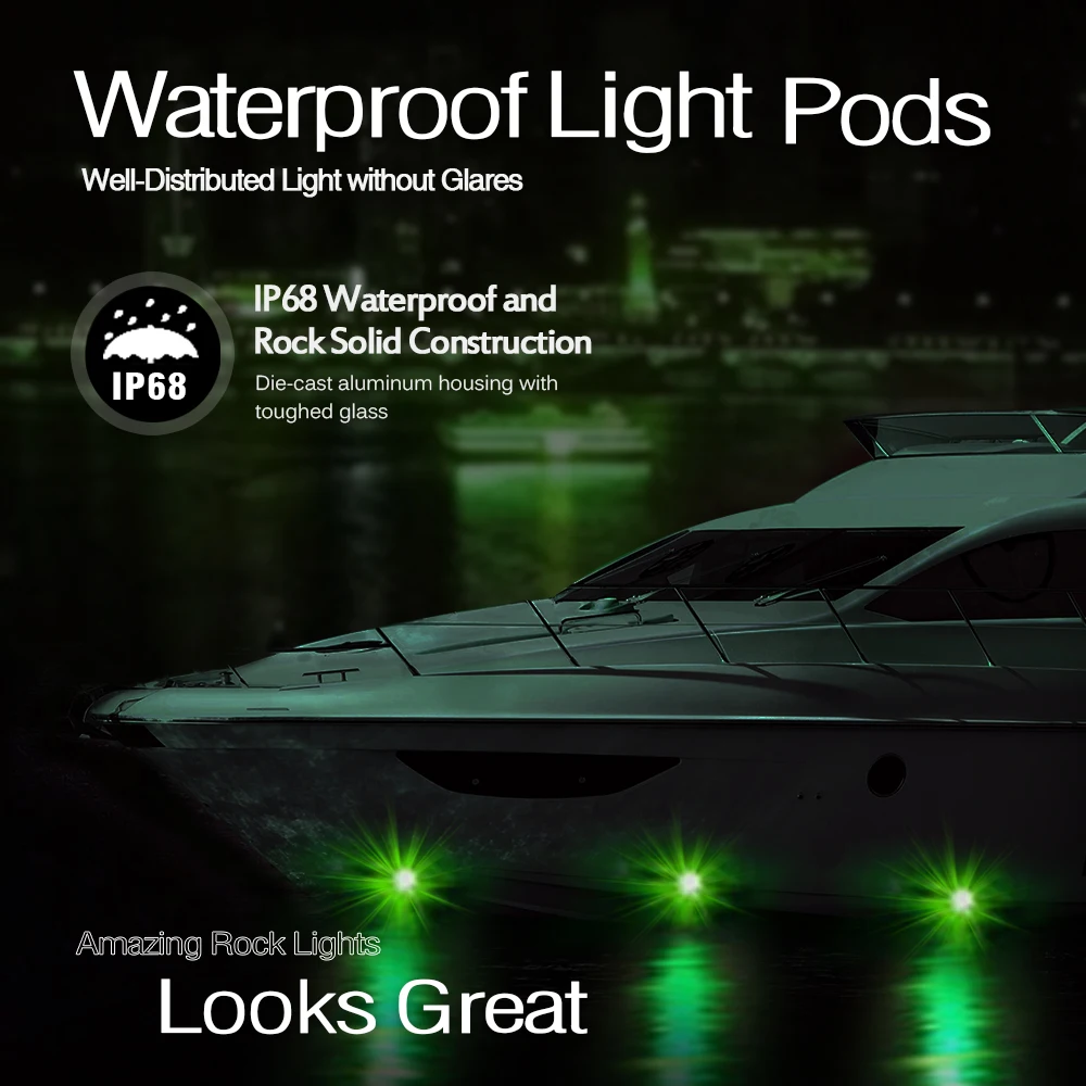  New 4 Pods RGB LED Rock Lights with Bluetooth Controller Remote Multicolor Neon LED Light Kit for T - 32923035941