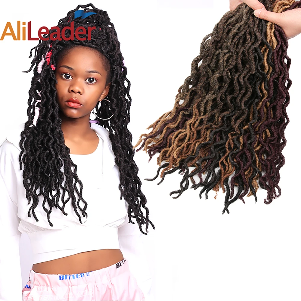 

AliLeader 12 18 Inch Crochet Nu Locs Braiding Hair Crochet Braids Short Black Ombre Brown Faux Locs Curly Crochet African Root