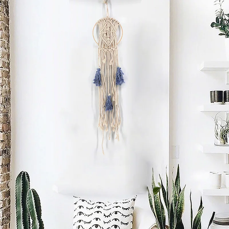

Handmade Macrame Tapestry Kids Room Wall Hanging Tassels Woven Knot Cotton Rope Craft Sofa Backdrop /Bedroom/Wedding Decoration