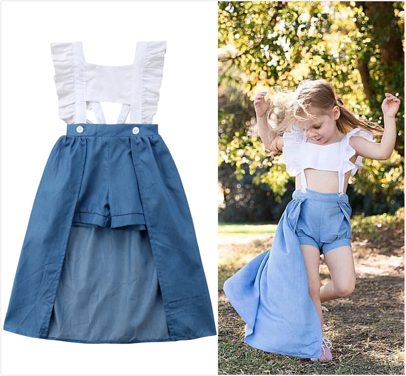 

1-6T Kid Baby Girls Ruffles Patchwork Romper Dress Clothes Beach Sunsuits Summer Kids Girls Dress Sundress