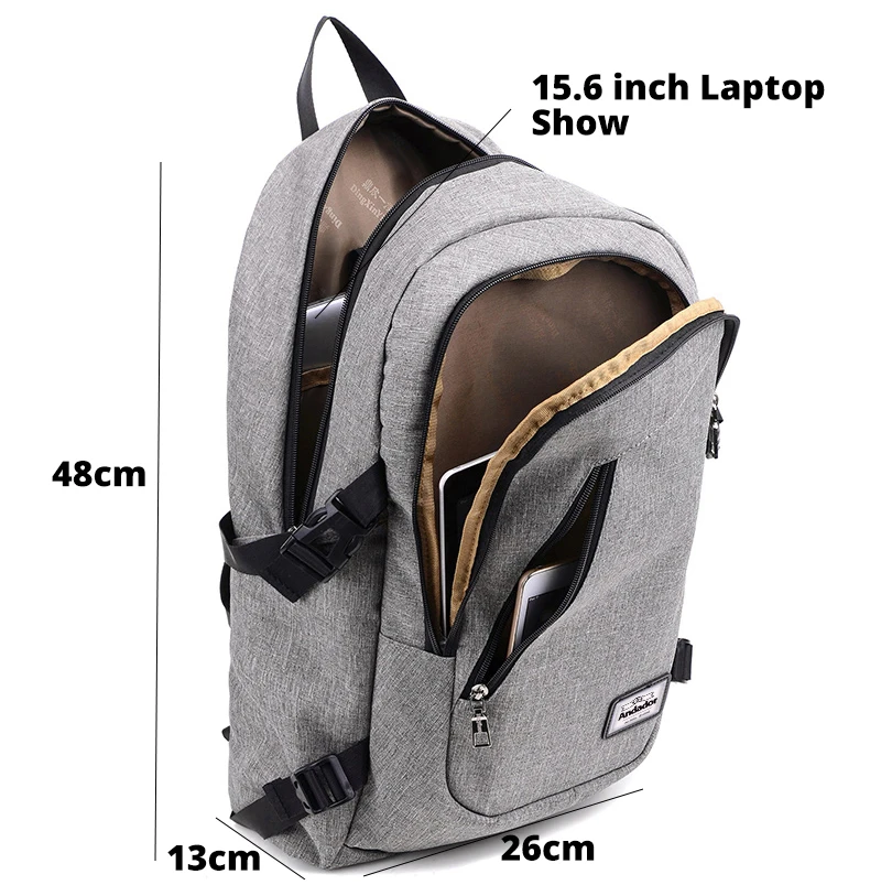 Mochila para ordenador portátil de moda para hombre, mochila de carga usb, mochila de estilo informal, mochila de viaje de negocios para hombre