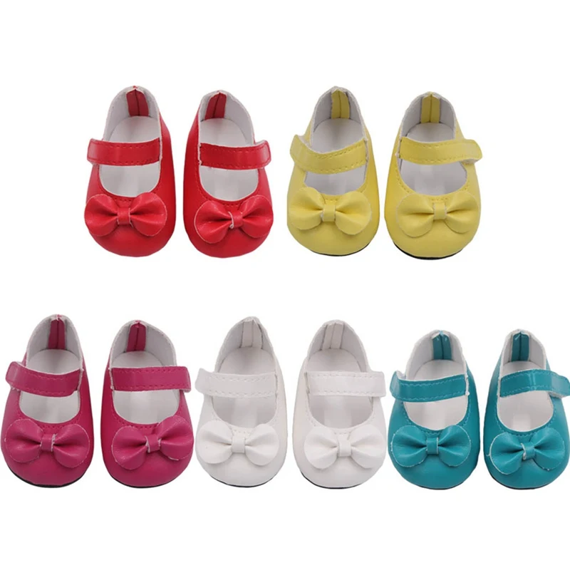 

New 18 Inch Doll Shoes Colorful Bow Dress Shoes For 18 Inch Our Generation American Doll Girl New Arrival