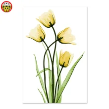 Домашний Декор Картина желтый тюльпан ручной окраски декорации фон настенные картины