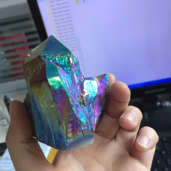 

402g HOT SALE Electroplating Colorful Quartz Crystal Cluster Specimen feng shui Stone Minerals 2019 NEW PRODUCTS