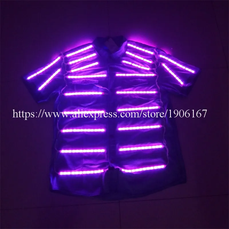 Newest Led Luminous Shirt Ballroom Costume Dancing Clothes LED Growing Lighting Men font b Clothing b