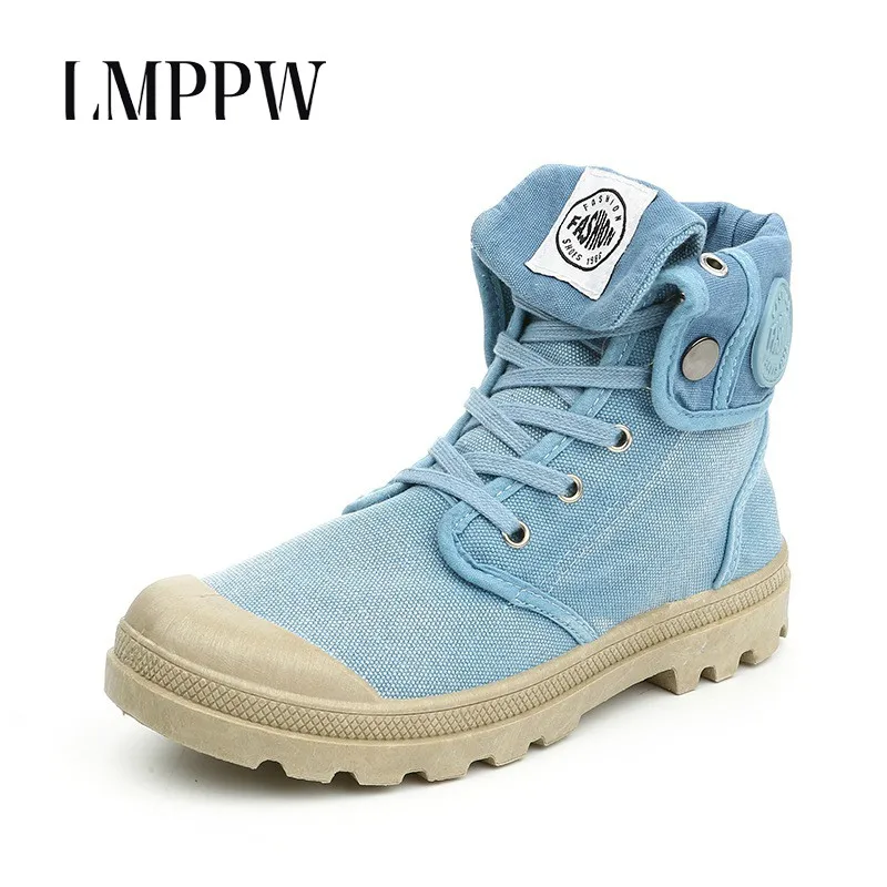 

Spring Autumn Non-slip Breathable Ladies Boots Popular High Top Women's Military Boots High Quality Canvas Comfort Women Shoes