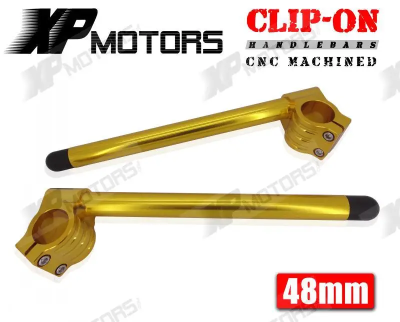 A Pair 7/8" Gold 48mm Forks Racing Clip On Handlebars For Suzuki