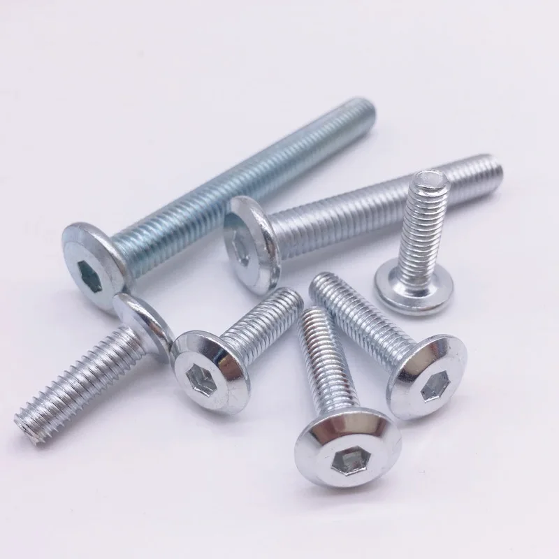M6 M8 1/4'' 20 Furniture Screws Connector Bolts Flat Head Hex Socket