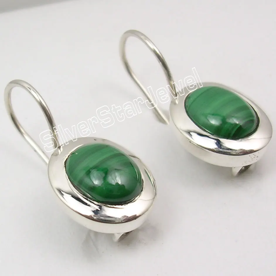 

Silver MALACHITE BEAUTIFUL Dangle Earrings 2.2CM