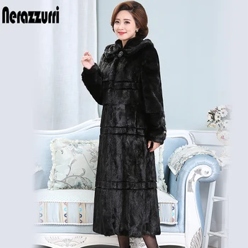 

Nerazzurri Real Mink Fur Coat With Hood Extra Long Black Natural Fur Overcoat Plus Size 5xl 6xl 7xl Luxury Mink Coats Women